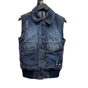 Billabong Blue Logo Printed Denim Vest Size 3 - Picture 1 of 9