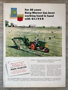 Borg-Warner Oliver Automatische Ballenpresse Reihenerntetraktor B-W 1951 Oldtimer Printanzeige - Bild 1 von 1