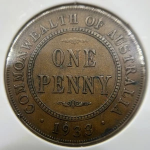 1933/2 Overdate Penny Coin - Extremely Fine - CV$350 George V Predecimal - Picture 1 of 2