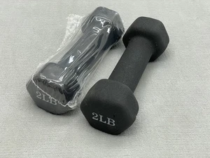 Neoprene Dumbbells 2LB Pair – Black Hand Weights for Fitness, Yoga, Aerobics - Picture 1 of 4
