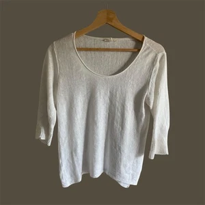 Eileen Fisher Women’s S White Cotton Sweater 3/4 Sleeves Minimalist Top - Picture 1 of 7