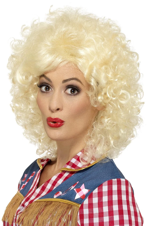 Smiffys Rodeo Puppe Blonde Locken Cowgirl Dolly Parton Perücke Kostüm 45167