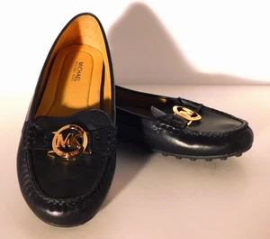 Michael Kors Molly Black Leather Flat Loafers Shoes Size 6M NEW - Picture 1 of 6