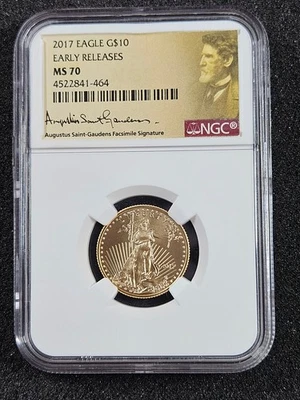🌟 2017 $10 1/4 oz Gold Eagle Coin NGC MS70 St. Gaudens Label - Image 1 of 2