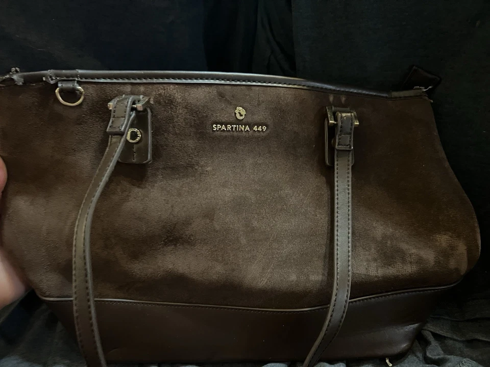 Bolso Spartina 449 Sirena Sienna Bolso con asa superior Marrón Gamuza y Cuero Muestra Edad Foto 1 de 1