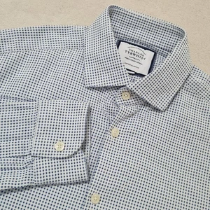 Charles Tyrwhitt Dress Shirt Size 15.5/35 Blue Extra Slim Fit Dot Point Pattern - Picture 1 of 10