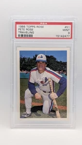 1986 PETE ROSE TOPPS #51 TRAVELING PSA 9 MINT MONTREAL EXPOS - Picture 1 of 2