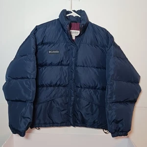 Columbia Down Filled Quilted Puffer Ski Jacket Women Sz M Blue Full Zip Nylon - Picture 1 of 7