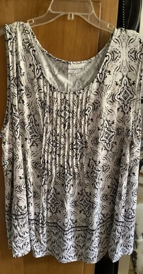 Croft & Barrow Nuevo sin Etiquetas 3X Top Sin Mangas Beige Marrón Busto Multicolor 26 Largo 29” Foto 1 de 4