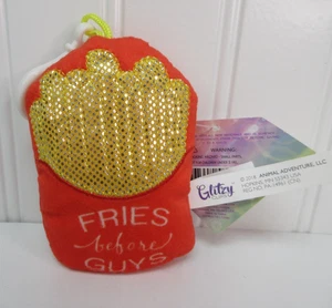 Glitzernde Clips Plüsch Sammlerstück Pommes vor Jungs rot gelb Clip-On Spielzeug Schlüsselanhänger - Bild 1 von 9