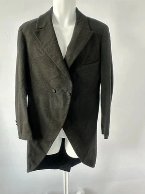 Smoking de lã masculino antigo dos anos 1930 cauda por Abo & Popkin NY Leia a descrição - Imagem 1 de 4