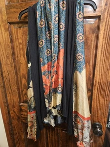 Ania A Size Small Vintage Vest Hibiscus Roses Uneven Hem - Picture 1 of 6