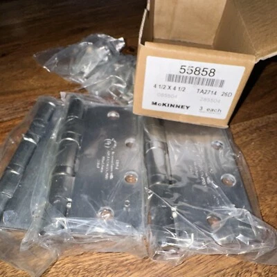 Paquete de 3 bisagras de puerta McKinney Assa Abloy HD de 4 orificios 4-1/2" x 4-1/2" - MK55858, PFL1 Foto 1 de 4