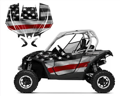 2013-16 Can am Maverick 1000R graphics decal kit 24 mil Thin Red Line Flag - Image 1 of 4