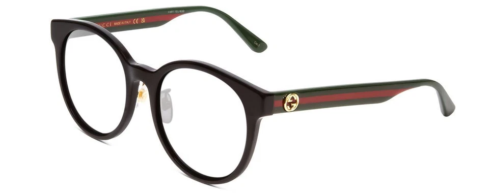 GUCCI GG0416SK Designer Reading Glasses Gloss Black Red Stripe Green Gold Round - Изображение 1 из 1