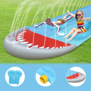 Wasserrutsche Pool Rutsche Wasserbahn Doppel Wasserbahn Rutschmatte 5.5*1.45m - Bild 1 von 8