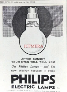 Philips 'ARGENTA' Electric Lamps Lightbulb, Original 1926 ADVERT : 688-125 - Foto 1 di 1