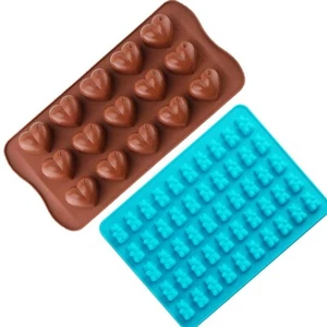 2pc Hearts Gummy Bears Silicone Mould Chocolate Fondant Jelly Ice Cube Mold - Picture 1 of 10