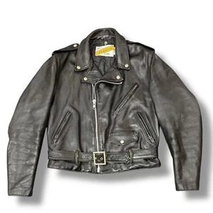 SCHOTT Perfecto 618 Double Riders Leather Jacket Cowhide Black Size 40 US Made - Picture 1 of 5