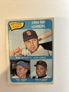 1965 Topps - League Leaders #6 Ron Santo, Willie Mays, Ken Boyer 👍