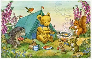 ANIMAUX HUMANISéS.HUMANIZED ANIMALS. OURSON TEDDY.BEAR.ILLUSTRATEUR MOLLY BRETT - Picture 1 of 1