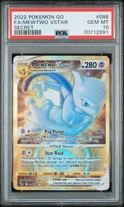 2022 Mewtwo VSTAR 86/78 Full Art Pokémon Go Secret Rare PSA 10 Graded - Bild 1 von 2