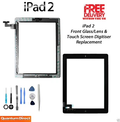 iPad 2 Complete Front Glass/Digitiser Touch Screen/Panel Assembly - BLACK - Image 1 of 3