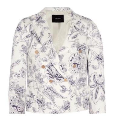 Chaqueta para mujer Isabel Marant púrpura blanca floral doble botonadura talla 6 Foto 1 de 4