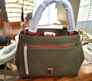 Dooney & Bourke Pebble Grain Leather MED Zip Satchel/Crossbody Olive NEW 🎀NWT - Picture 1 of 22