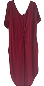 Kancystore® 4XL Short Sleeve V-Neck Midi, Shirttail Hem Dress w/Pockets - Picture 1 of 10