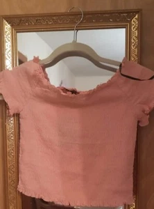 Top corto tejido FOREVER 21 para mujer talla mediana color naranja melocotón nuevo con etiquetas - Imagen 1 de 7