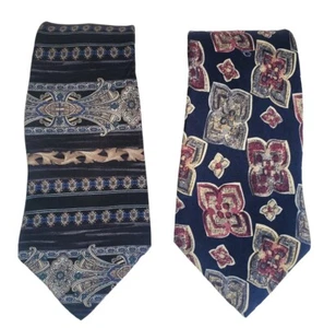 2 Cambridge Classics Ties Men's Neckties Floral Blue Gray Red Navy Burgundy #8 - Picture 1 of 2