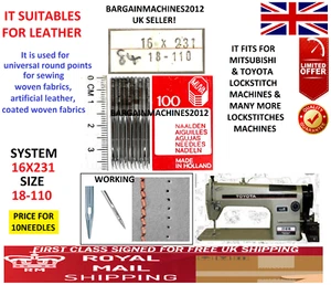 MUVA 16X231 S/A 16X257  SIZE18/110 LOCKSTITCH INDUSTRIAL SEWING MACHINE NEEDLE - Picture 1 of 6