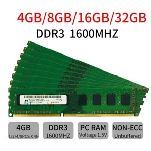 32GB 16GB 8GB 4G PC3-12800 DDR3-1600 Desktop RAM Intel CPU Memory For Micron LOT - Picture 1 of 17