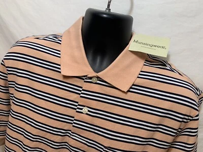 Nueva Camisa Munsingwear S/S Talla L Melocotón Rayas Preppy 100% Algodón Rugby Nueva con Etiquetas Foto 1 de 4