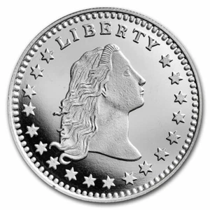 1 oz Silver Round - Flowing Hair Dollar Design - Picture 1 of 2