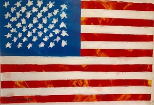 T LIGHTHOUSE "AMERICAN FLAG" ORIGINAL ACRYLIC PAINTING ON CANVAS HAND SIGNED - Picture 1 of 1