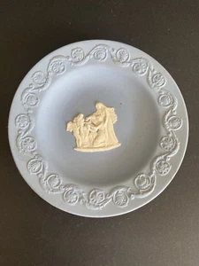 Plato redondo de madera de cuña/baratija/plato dulce posavasos jaspe azul - Imagen 1 de 3