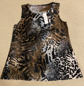 NWT Easywear by CHICO'S 0 Small Tank Top Cheetah velvet Burnout Animal Print - Picture 1 of 10