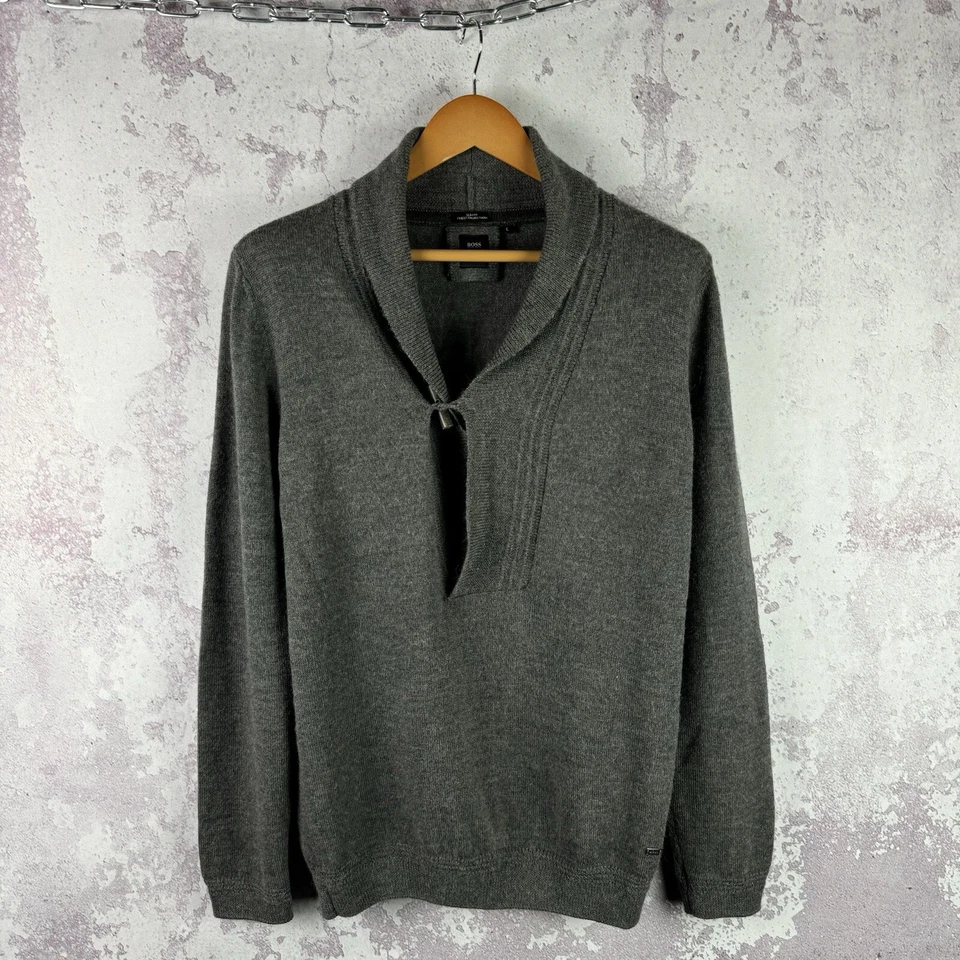 Cárdigan de lana Hugo Boss vintage para hombre gris manga larga lujo talla L Foto 1 de 4