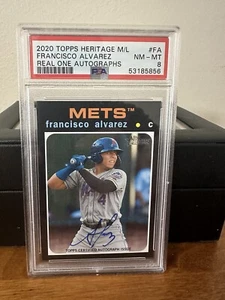 2020 Topps Heritage Minor League Francisco Alvarez Real One Auto PSA 8 - Picture 1 of 2