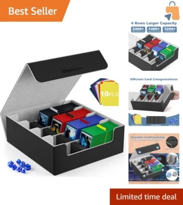 Stylish Trading Card Storage Box with Magnetic Closure and 10 Dividers - Grey - Image 1 of 4
