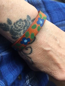 Leather Bracelet Hand Painted Boho Free Ship USA - Bild 1 von 4