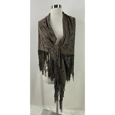 Chico’s Fringed Laser Cut Triangle Country Womens Wrap - Image 1 of 4