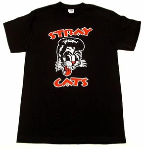 STRAY CATS T-shirt Brian Setzer Rockabilly Cool Cat Tattoo Men's Tee Black New - Picture 1 of 3