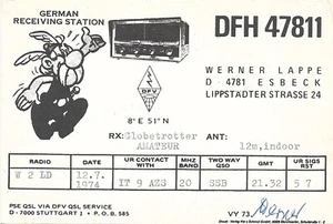 QSL Card CB HAM Radio Post 1974 German Station DFH 47811 Cartoon Hermes Wings - Picture 1 of 2