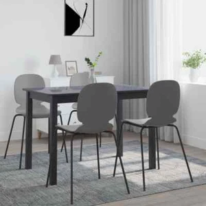 Dining Table Black 114x71x75 Solid Rubber Wood Q2Y3 - Picture 1 of 7