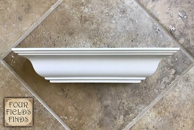 12" x 4" x 2.75" White Painted Crown Molding Wooden Wall Shelf with Plate Groove - Image 1 of 4