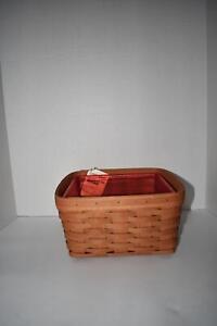 Longaberger Med Tabletop Serving Basket in Warm Brown & Protector Great Conditio