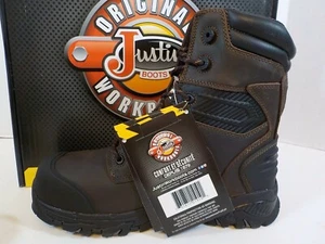 Justin Work Tek Sabre Zusammensetzung Zehensicherheitsstiefel ~ 8" CSA braun Herren Größe 7,5 W - Bild 1 von 7